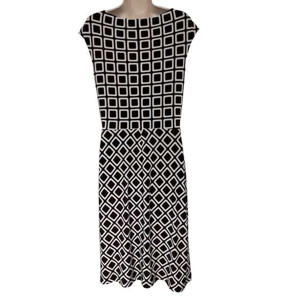 Size 14 RALPH LAUREN CHOCOLATE GEOMETRIC PRINT KNOT DRESS Day/Evening Wedding Ca - Picture 3 of 5